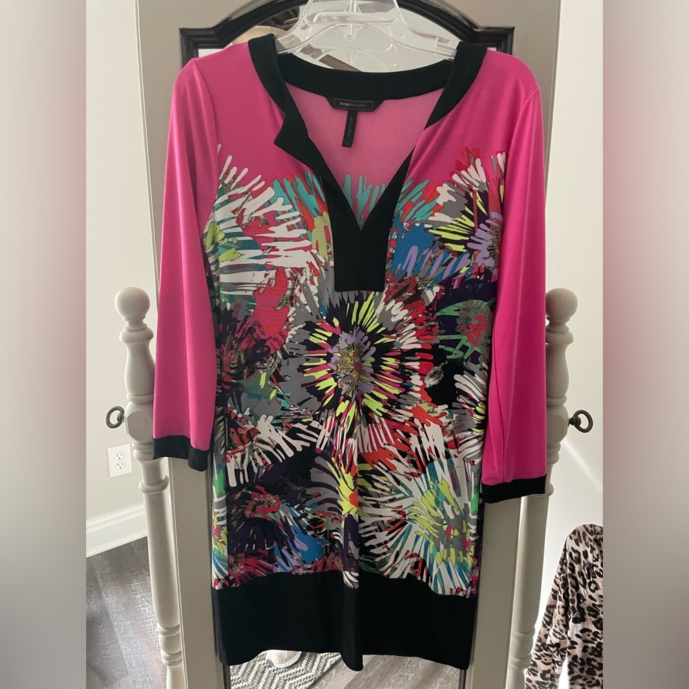 Fun BCBG long sleeve tunic dress- Only worn 1 time. no stains or tears